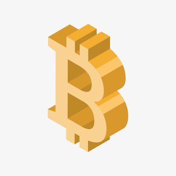 Bitcoin 3D style vector illustration. BTC symbol
