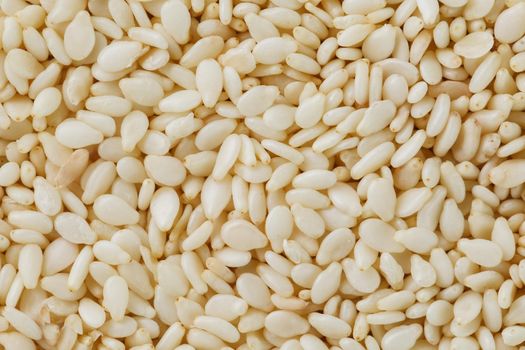 White sesame seeds background. Useful seeds for cooking