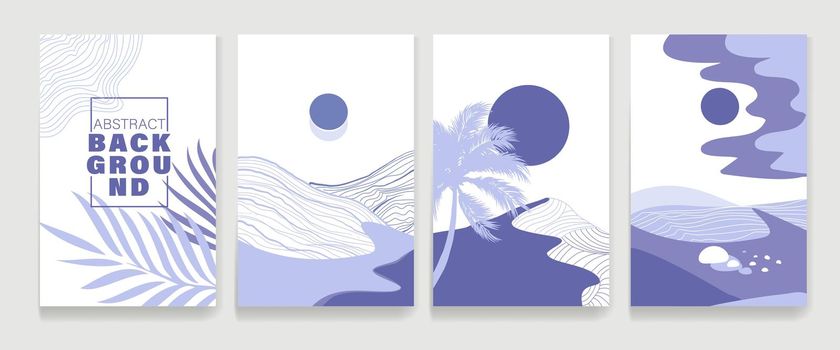 A set of abstract posters, a cover with a minimal palette design very peri.