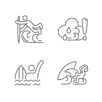 Water sports linear icons set