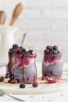 Chia pudding with blackberries