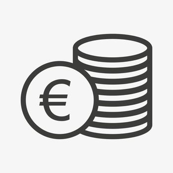 Euro icon. Pile of coins. European currency symbol