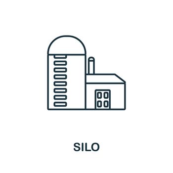 Silo icon. Line element from farming collection. Linear Silo icon sign for web design, infographics and more.