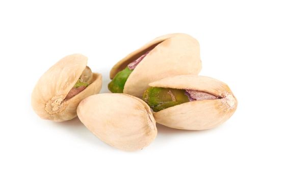 Pistachios isolated on white