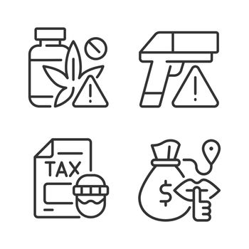 Illegal transportation linear icons set