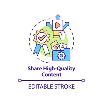 Share high-quality content concept icon
