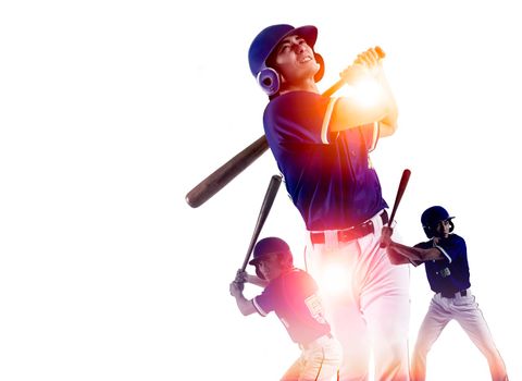 Baseball player hitter in action and concepts