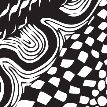Black and white Hand Drawn abstract zenart Background,