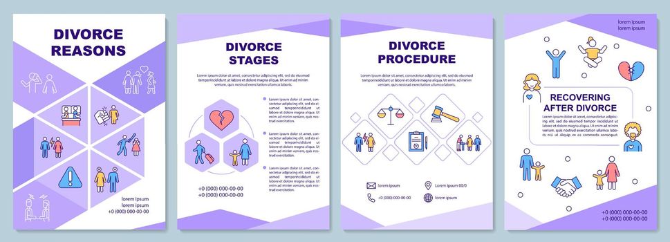 Psychology of divorce purple brochure template