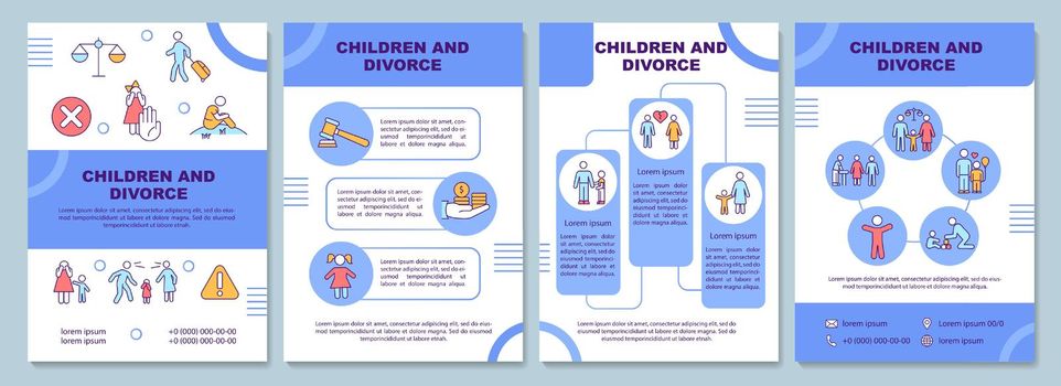 Children and divorce blue brochure template