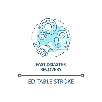Fast disaster recovery turquoise concept icon