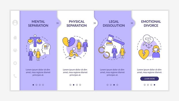 Divorce surviving purple and white onboarding template