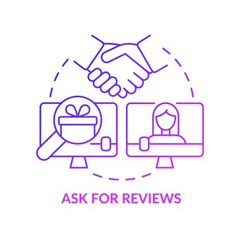 Ask for reviews purple gradient concept icon