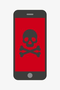 Malware notification on mobile phone. Vector icon