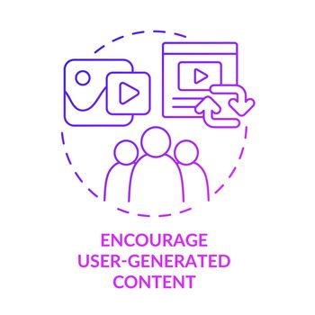 Encourage user-generated purple gradient content concept icon