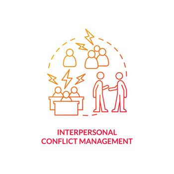 Interpersonal conflict management red gradient concept icon