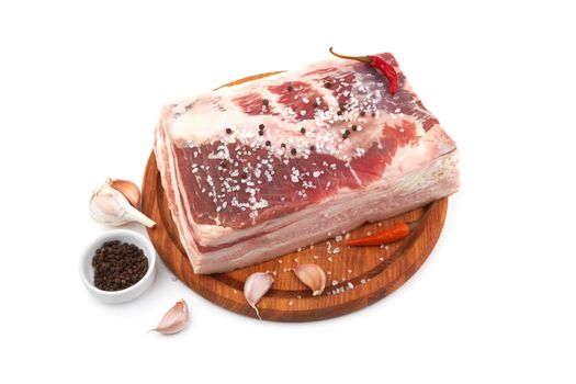 Raw pork belly with streaks
