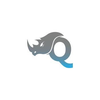 Letter Q with rhino head icon logo template