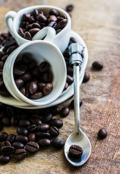 Coffee beans in the mug