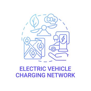 Electric vehicle charging network gradient blue concept icon