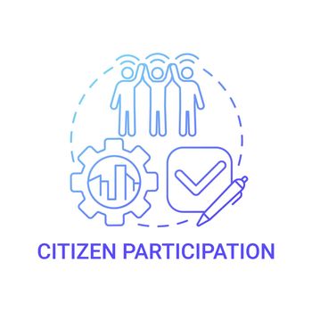 Citizen participation gradient blue concept icon