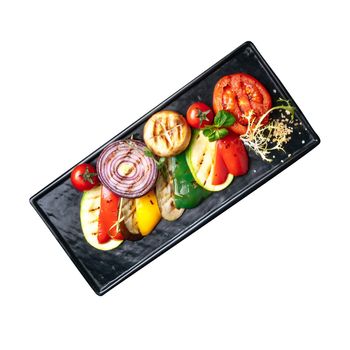 Isolated portion of grilled vegetables