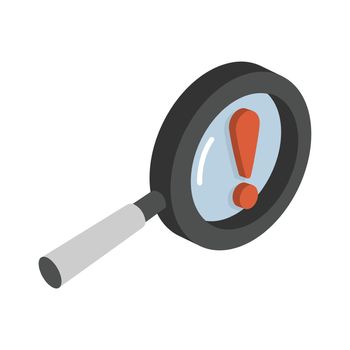 Magnifying glass search with exclamation mark