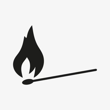 Match and flame vector icon. Fire symbol
