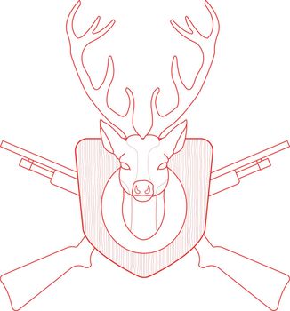 Hunting emblem. Deer head. Contour