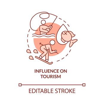 Influence on tourism red concept icon