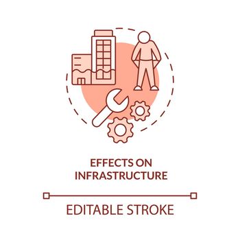 Effects on infrastructure red concept icon