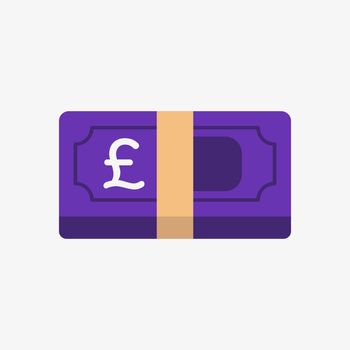 Pound icon. British currency symbol on banknote