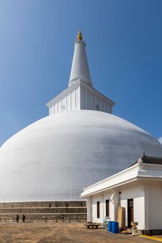 Sri Lanka. Anuradhapura. Ruwanwelisaya. The Ruwanweli Maha Seya, also known as the Mahathupa stupa (pagoda). Shooting on a clear sunny day.