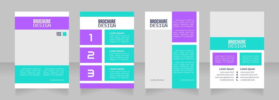 Postsecondary education blank brochure design. Template set with copy space for text. Premade corporate reports collection. Editable 4 paper pages. Bebas Neue, Lucida Console, Roboto Light fonts used