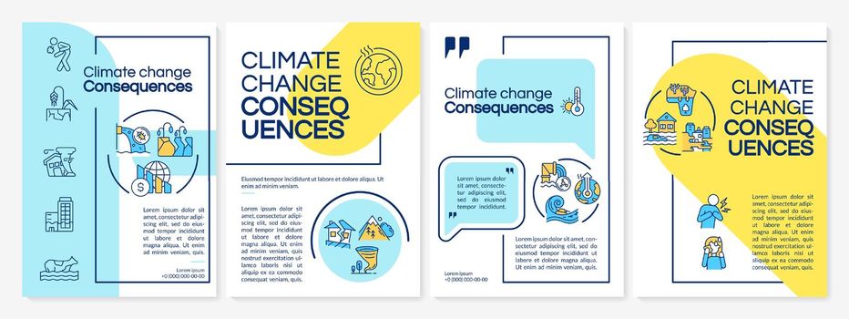 Climate change consequences blue and yellow brochure template