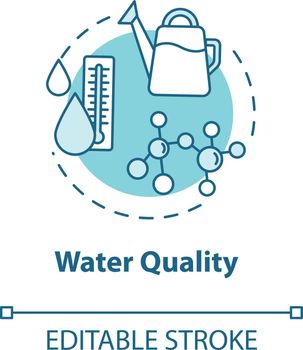 Water quality concept icon. Home gardening. Rainwater or melted snow. Watering houseplants idea thin line illustration. Vector isolated outline RGB color drawing. Editable stroke