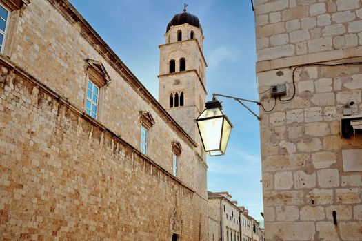 Famous Stradun street in Dubrovnik historic stone architecture view