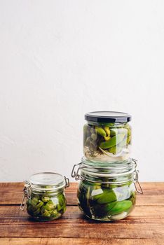 Freshly Pickled Jalapeno Peppers in Glass Jars
