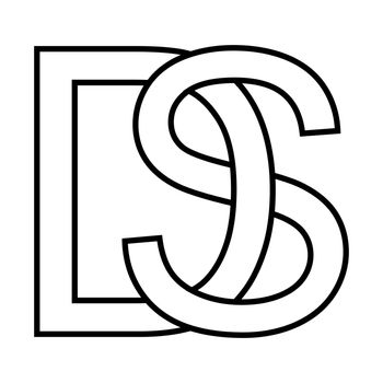 Logo sign ds sd icon, nft ds interlaced letters d s