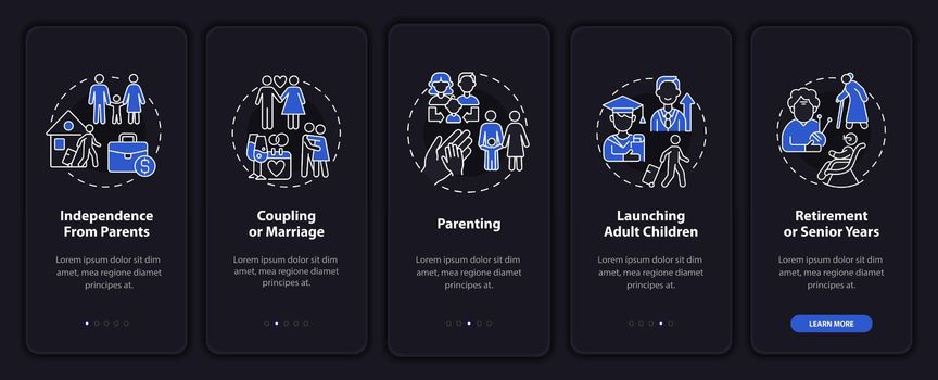 Launching adult children onboarding mobile app page screen