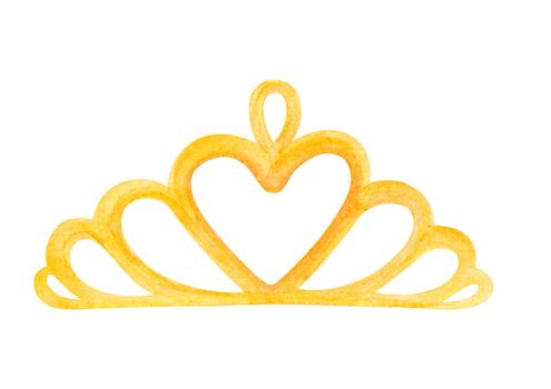 watercolor yellow tiara isolated on white background