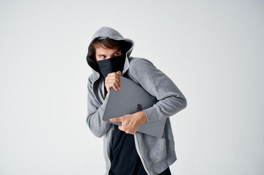 male thief hooded head hacking technology security Lifestyle