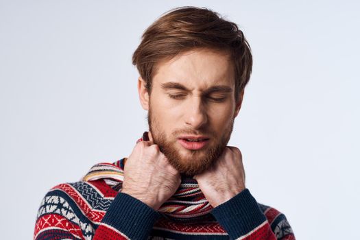 man sweater health problems flu infection studio