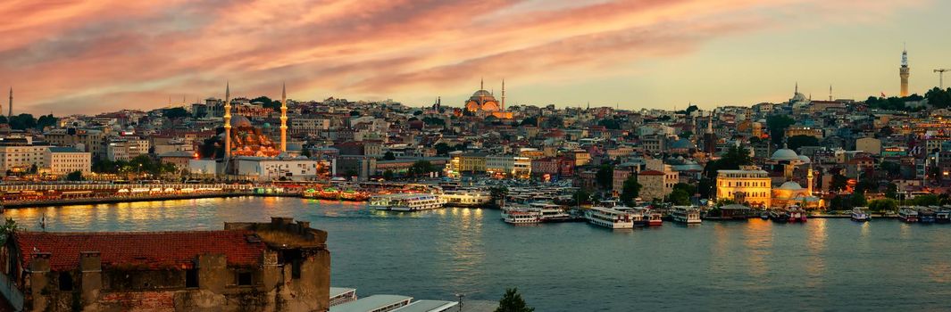 Panorama of Istanbul at sunset
