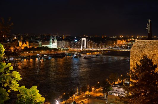 Illuminated Budapest at night