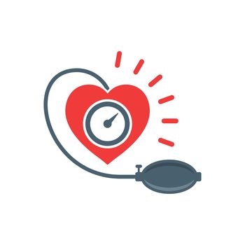 Arterial blood pressure icon in flat style. Heartbeat monitor vector illustration on isolated background. Pulse diagnosis sign business concept.
