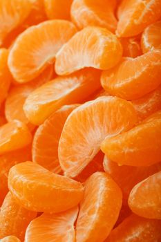 Juicy orange slices of MANDARIN closeup. Macro.