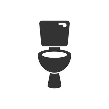 Toilet bowl icon in flat style. Hygiene vector illustration on isolated background. WC restroom sign business concept.