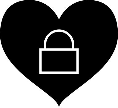 Locked Heart Glyph Icon Vector