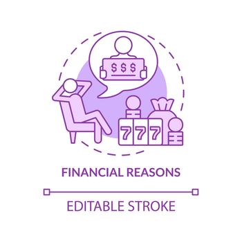 Financial reasons purple concept icon